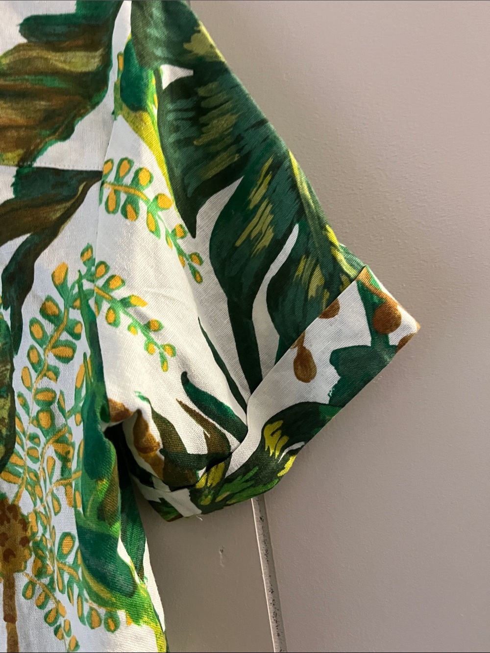 Tropical Leaf Button-Front Camp Shirt - Green & White - Picture 14 of 16